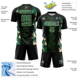 Custom Black Kelly Green-Cream Geometric Shard Grunge Splash Sublimation Soccer Uniform Jersey