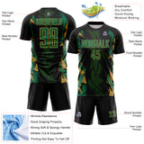 Custom Black Kelly Green-Old Gold Geometric Shard Grunge Splash Sublimation Soccer Uniform Jersey