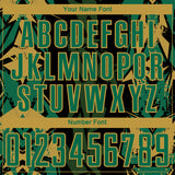 Custom Black Kelly Green-Old Gold Geometric Shard Grunge Splash Sublimation Soccer Uniform Jersey