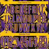 Custom Black Purple-Yellow Geometric Shard Grunge Splash Sublimation Soccer Uniform Jersey
