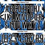 Custom Black Blue-White Geometric Shard Grunge Splash Sublimation Soccer Uniform Jersey