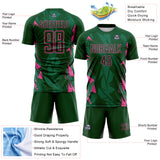 Custom Green-Pink Geometric Shard Grunge Splash Sublimation Soccer Uniform Jersey