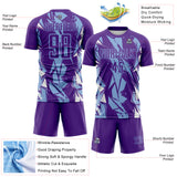 Custom Purple Light Blue-White Geometric Shard Grunge Splash Sublimation Soccer Uniform Jersey