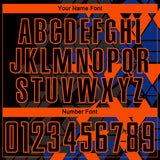 Custom Black Royal-Orange Geometric Grid Gradient Sublimation Soccer Uniform Jersey