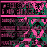 Custom Black Kelly Green-Pink Geometric Grid Gradient Sublimation Soccer Uniform Jersey