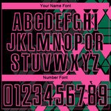Custom Black Kelly Green-Pink Geometric Grid Gradient Sublimation Soccer Uniform Jersey
