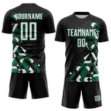 Custom Black White-Kelly Green Geometric Grid Gradient Sublimation Soccer Uniform Jersey