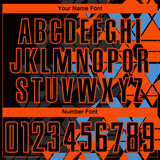 Custom Black Orange-Powder Blue Geometric Grid Gradient Sublimation Soccer Uniform Jersey