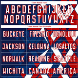 Custom Navy White US Navy Blue-Red Geometric Grid Gradient Sublimation Soccer Uniform Jersey