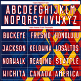 Custom Navy White US Navy Blue Red-Gold Geometric Grid Gradient Sublimation Soccer Uniform Jersey