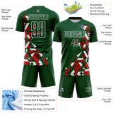 Custom Green Red-White Geometric Grid Gradient Sublimation Soccer Uniform Jersey