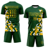 Custom Green Yellow-White Geometric Grid Gradient Sublimation Soccer Uniform Jersey