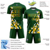 Custom Green Yellow-White Geometric Grid Gradient Sublimation Soccer Uniform Jersey