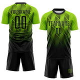 Custom Black-Neon Green Spiked Sharp Lines Gradient Sublimation Soccer Uniform Jersey