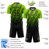 Custom Black-Neon Green Spiked Sharp Lines Gradient Sublimation Soccer Uniform Jersey
