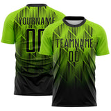 Custom Black-Neon Green Spiked Sharp Lines Gradient Sublimation Soccer Uniform Jersey