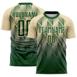 Custom Green-Cream Spiked Sharp Lines Gradient Sublimation Soccer Uniform Jersey