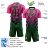 Custom Green-Pink Spiked Sharp Lines Gradient Sublimation Soccer Uniform Jersey