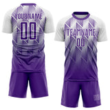 Custom Purple-White Spiked Sharp Lines Gradient Sublimation Soccer Uniform Jersey