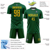 Custom Green-Yellow Geometric Patchwork Asymmetry Checkered Zigzag Lines Sublimation Soccer Uniform Jersey