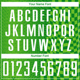 Custom Grass Green White-Aurora Green Geometric Patchwork Asymmetry Checkered Zigzag Lines Sublimation Soccer Uniform Jersey