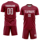 Custom Crimson-White Geometric Patchwork Asymmetry Checkered Zigzag Lines Sublimation Soccer Uniform Jersey