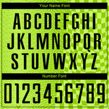 Custom Neon Green-Black Geometric Patchwork Asymmetry Checkered Zigzag Lines Sublimation Soccer Uniform Jersey