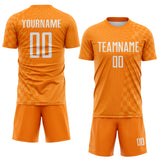 Custom Bay Orange-White Geometric Patchwork Asymmetry Checkered Zigzag Lines Sublimation Soccer Uniform Jersey