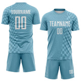 Custom Shadow Blue-White Geometric Patchwork Asymmetry Checkered Zigzag Lines Sublimation Soccer Uniform Jersey