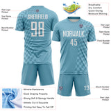 Custom Shadow Blue-White Geometric Patchwork Asymmetry Checkered Zigzag Lines Sublimation Soccer Uniform Jersey