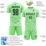Custom Pea Green-Black Geometric Patchwork Asymmetry Checkered Zigzag Lines Sublimation Soccer Uniform Jersey