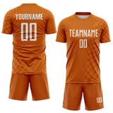 Custom Texas Orange-White Geometric Patchwork Asymmetry Checkered Zigzag Lines Sublimation Soccer Uniform Jersey