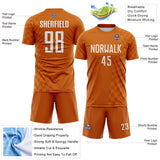 Custom Texas Orange-White Geometric Patchwork Asymmetry Checkered Zigzag Lines Sublimation Soccer Uniform Jersey