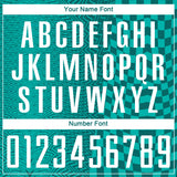 Custom Teal White-Aqua Geometric Patchwork Asymmetry Checkered Zigzag Lines Sublimation Soccer Uniform Jersey