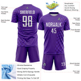 Custom Purple-White Geometric Patchwork Asymmetry Checkered Zigzag Lines Sublimation Soccer Uniform Jersey