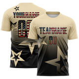 Custom Cream Vintage USA Flag-Black Gradient Style Twinkle Star Sublimation Soccer Uniform Jersey