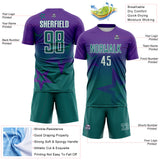 Custom Purple Teal-White Gradient Style Twinkle Star Sublimation Soccer Uniform Jersey