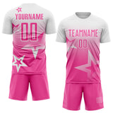 Custom White-Pink Gradient Style Twinkle Star Sublimation Soccer Uniform Jersey