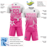 Custom White-Pink Gradient Style Twinkle Star Sublimation Soccer Uniform Jersey