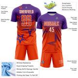 Custom Purple Orange-White Gradient Style Twinkle Star Sublimation Soccer Uniform Jersey