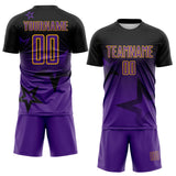 Custom Black Purple-Gold Gradient Style Twinkle Star Sublimation Soccer Uniform Jersey