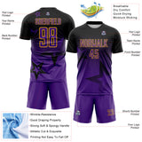 Custom Black Purple-Gold Gradient Style Twinkle Star Sublimation Soccer Uniform Jersey