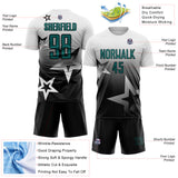 Custom White Teal-Black Gradient Style Twinkle Star Sublimation Soccer Uniform Jersey