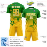 Custom Grass Green Yellow-White Gradient Style Twinkle Star Sublimation Soccer Uniform Jersey
