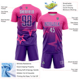 Custom Pink Purple-White Gradient Style Twinkle Star Sublimation Soccer Uniform Jersey