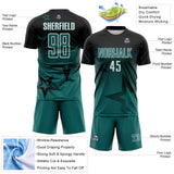 Custom Black Teal-White Gradient Style Twinkle Star Sublimation Soccer Uniform Jersey