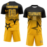 Custom Black Gold-White Gradient Style Twinkle Star Sublimation Soccer Uniform Jersey