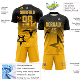 Custom Black Gold-White Gradient Style Twinkle Star Sublimation Soccer Uniform Jersey