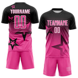 Custom Black Pink-White Gradient Style Twinkle Star Sublimation Soccer Uniform Jersey