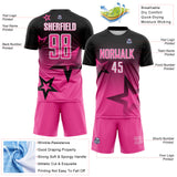 Custom Black Pink-White Gradient Style Twinkle Star Sublimation Soccer Uniform Jersey
